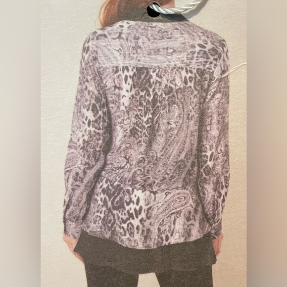 Simply Noelle - Long Sleeve Button Down - Chocolate Animal Print with Ruffle - Picture 6 of 6